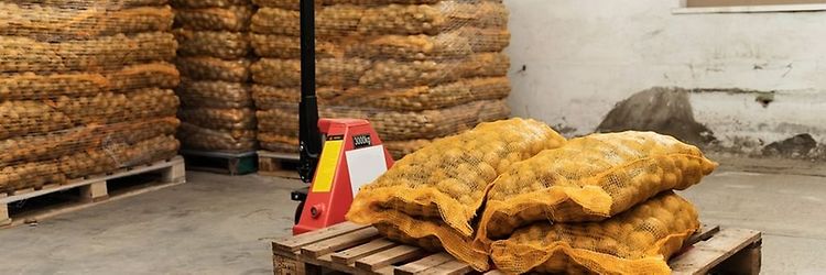 Pallyftare med morotsäckar på