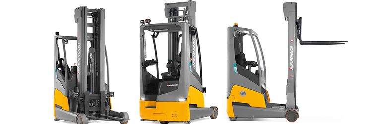 3 stycken skjutstativtruckar modell ETV 216i från olika vinklar.