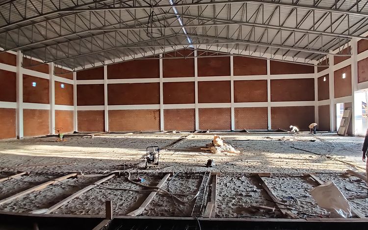 Interim status of the construction of the medicine warehouse