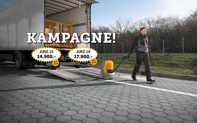 AME el palleløfter kører ned af lastbil