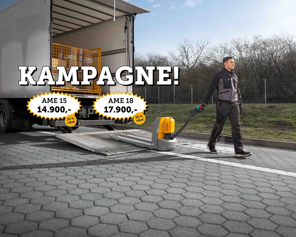 AME el palleløfter kører ned af lastbil