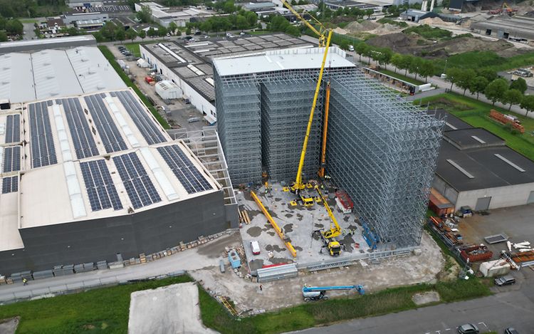 Jungheinrich Avasco Industries, nouvel entrepôt à grande hauteur, vue latérale