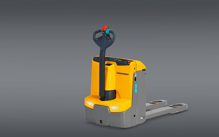 Produktbillede af gul elektrisk palleløfter fra EJE-1 serien fra Jungheinrich