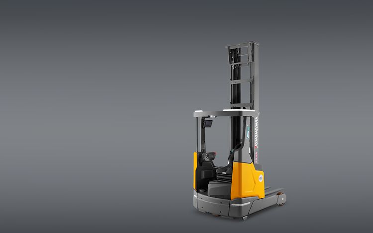 Produktbillede af gul reach truck Jungheinrich ETV 216i med høj mast fra Jungheinrich