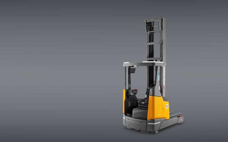 Gul Jungheinrich skjutstativtruck med integrerat litiumjonbatteri ETV 216i