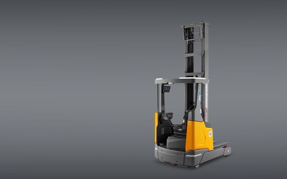 Gul Jungheinrich skjutstativtruck med integrerat litiumjonbatteri ETV 216i