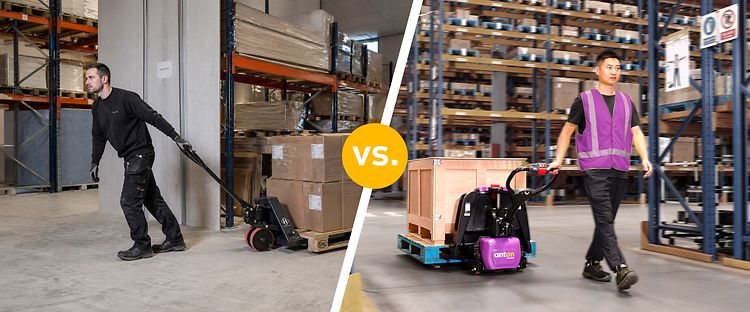 Handpalletwagen vs elektrische palletwagen banner