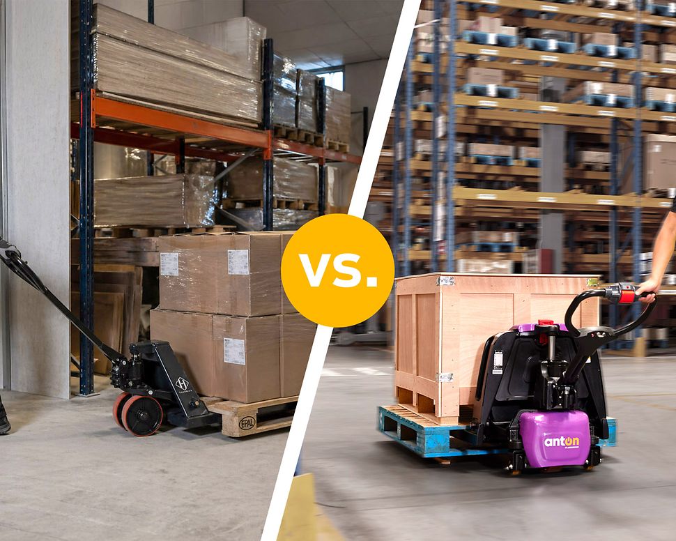 Handpalletwagen vs elektrische palletwagen banner